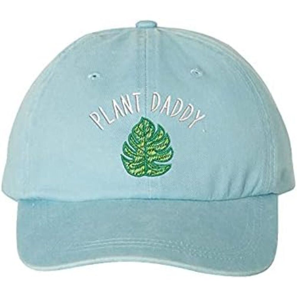 Unisex Light Blue 100% Cotton Plant Daddy Embroidered Adjustable Baseball Cap